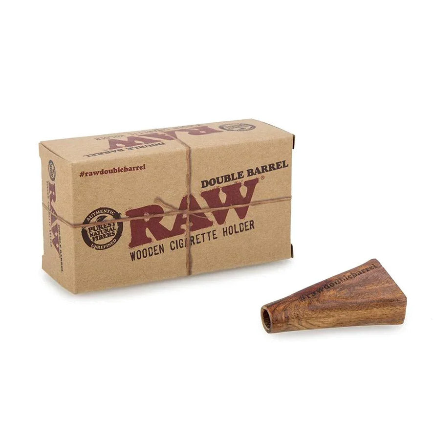 RAW DOUBLE BARREL WOODEN CIGAR HOLDER SHORT 1 1/4 15681