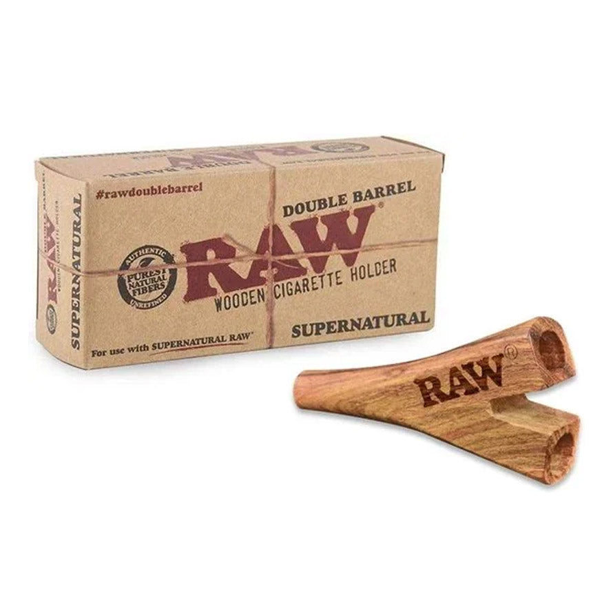 RAW DOUBLE BARREL WOODEN CIGAR HOLDER SUPERNATURAL