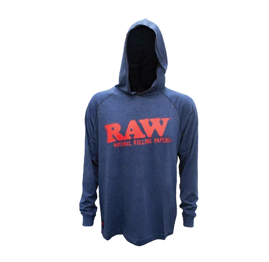 RAW LIGTHWEIGTH HOODIE BLUE HEATHER WITH RED