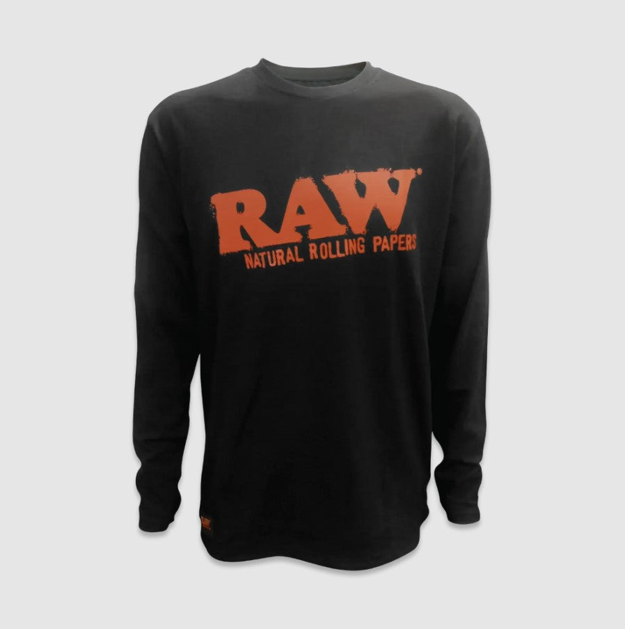 RAW LONG SLEEVE BLACK SHIRT 100% COTTON