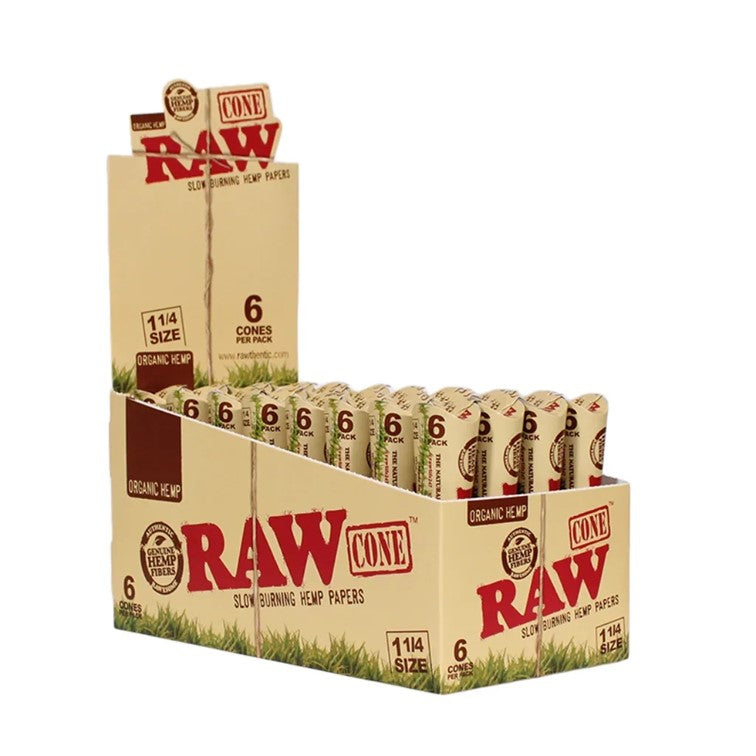 RAW ORGANIC CONE 1 1/4 32 PACKS/BOX 6 CONES/PACK  1960