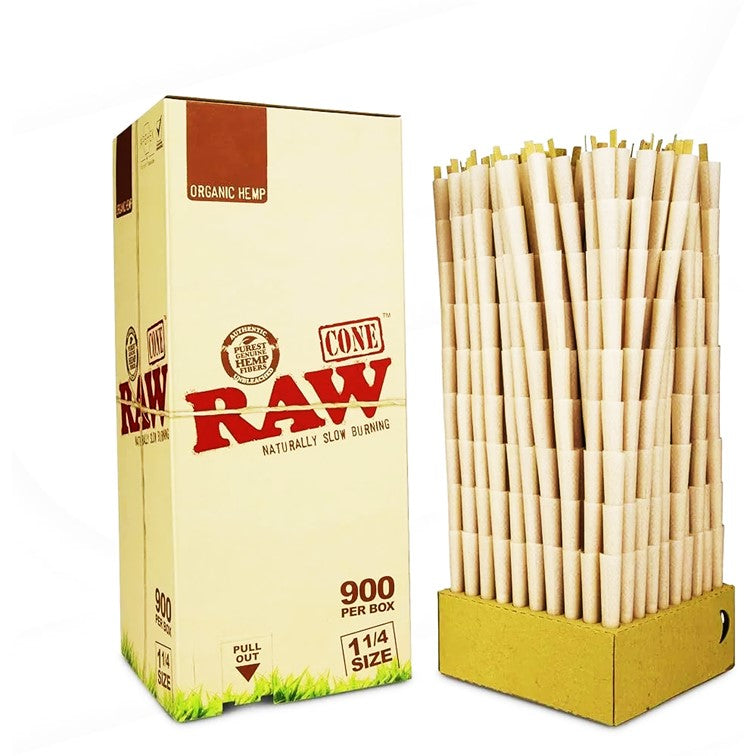 RAW ORGANIC CONES 1 1/4 900/BOX 51903