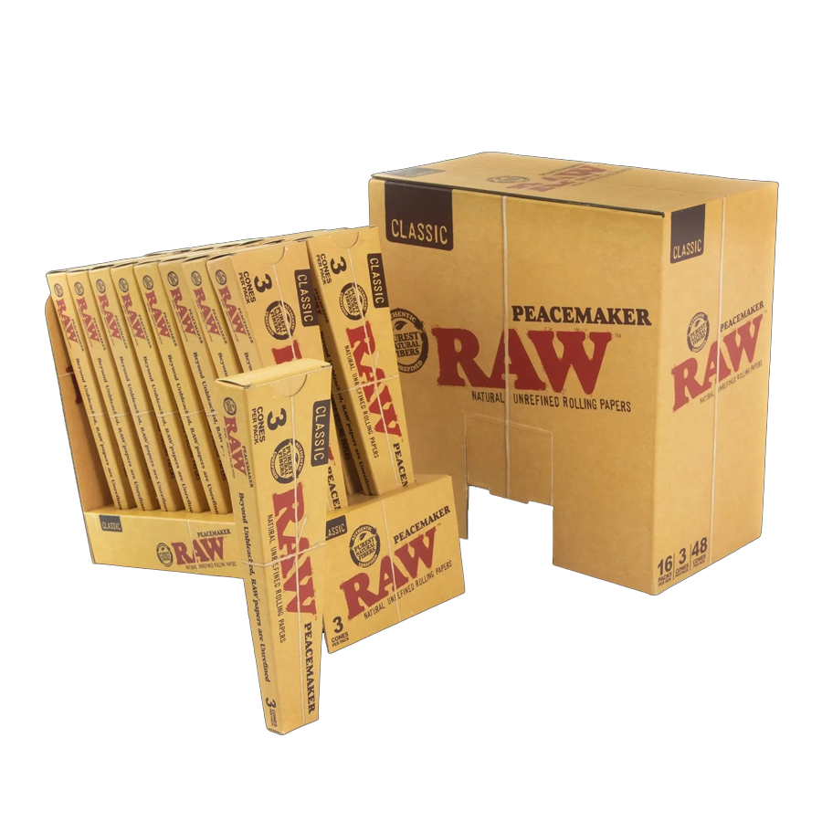 RAW PRE-ROLL CLASSIC PEACEMAKER CONE 3PC/PK 16PK/BOX 51651