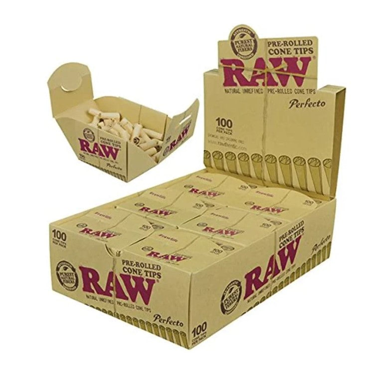 RAW PRE-ROLLED CONE TIPS PERFECTO 100/PK 6/BOX 59582