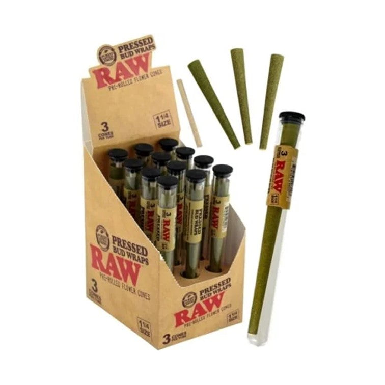 RAW PRESSED BUD WRAPS 1 1/4 12 TUBES/BOX 3 CONES/TUBE 53129