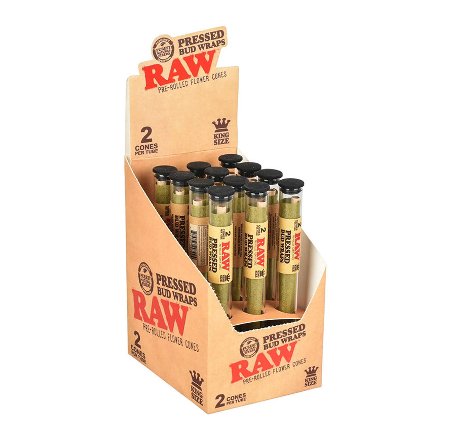 RAW PRESSED BUD WRAPS  KING SIZE 12 TUBES/BOX 2 CONES/TUBE 53112