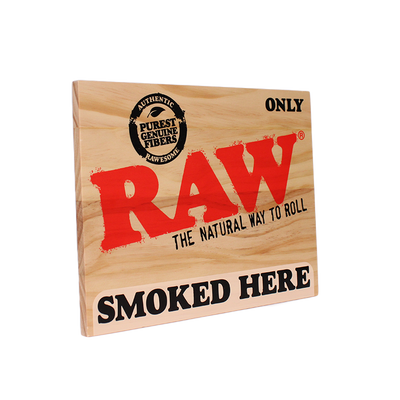 RAW WOODEN SIGN SMOKED HERE