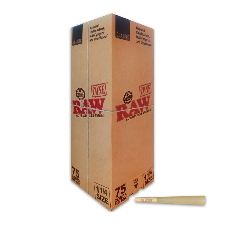 RAW CLASSIC CONE 1 1/4 75CT/BOX