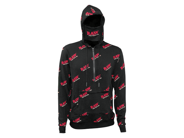 RAW ROLLING PAPERS RAWLERS ZIP HOODIE RED ON BLACK SMALL 86318