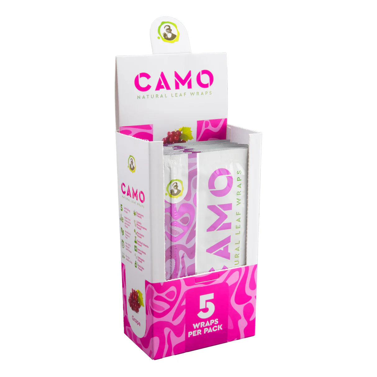 CAMO NATURAL LEAF WRAPS 25PK 25CT - GRAPE