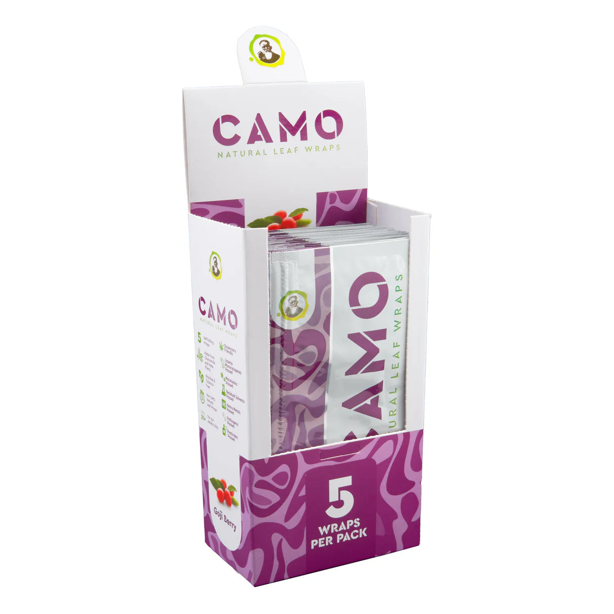 CAMO NATURAL LEAF WRAP 5ct/pk 25pk/DISPLAY GOJI BERRY