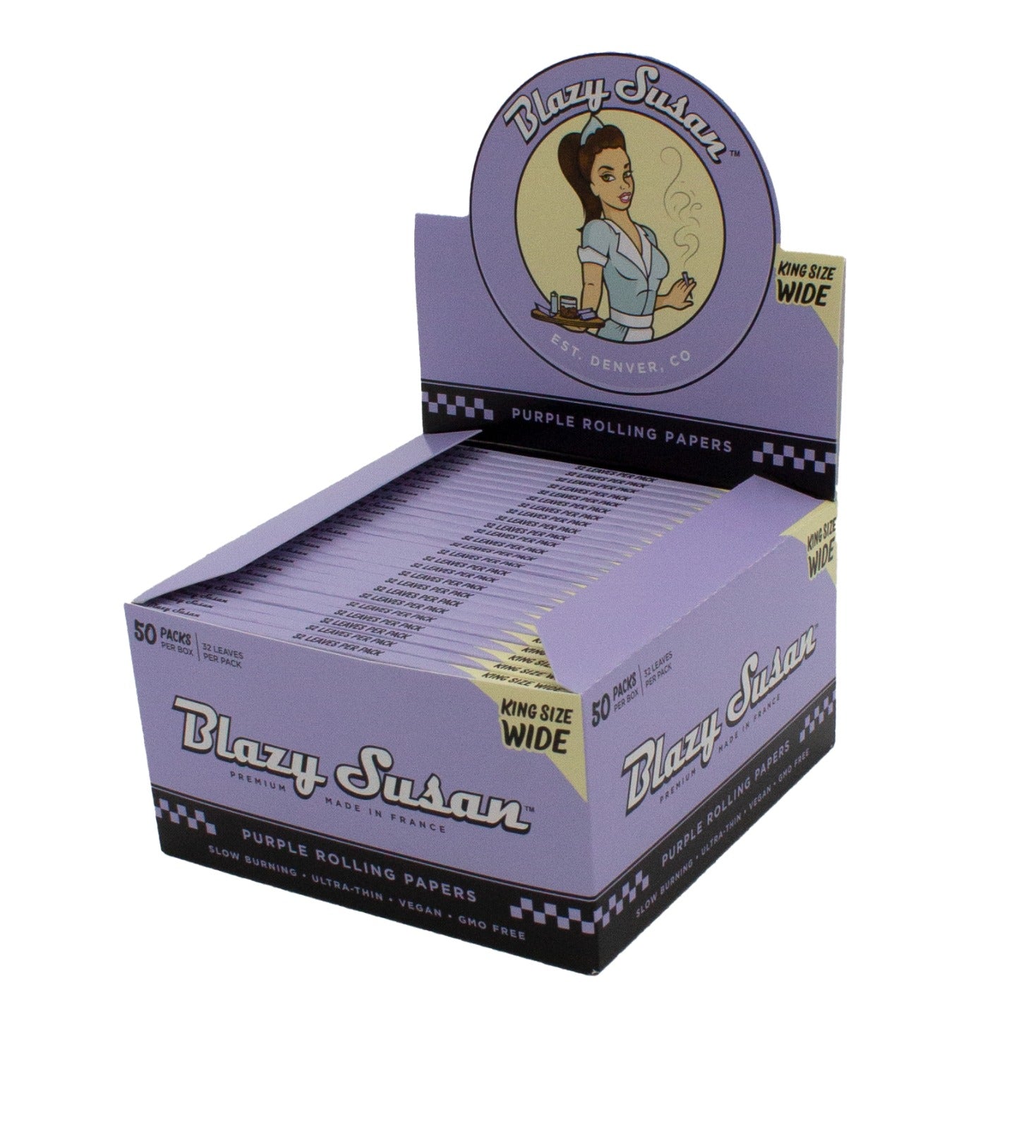 BLAZY SUSAN KING SIZE WIDE ROLLING PAPER PURPLE