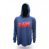 RAW LIGHTWEIGHT HOODIE BLUE HEATHER WITH RED LARGE