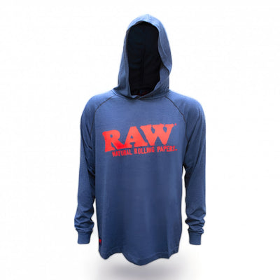 RAW LIGHTWEIGHT HOODIE BLUE HEATHER WITH RED LARGE