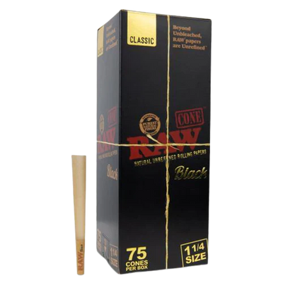 RAW CONE 1 1/4 SIZE 75ct/Box BLACK CLASSIC