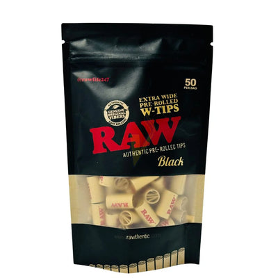 RAW BLACK EXTRA WIDE PRE-ROLLED TIPS 50ct/BAG