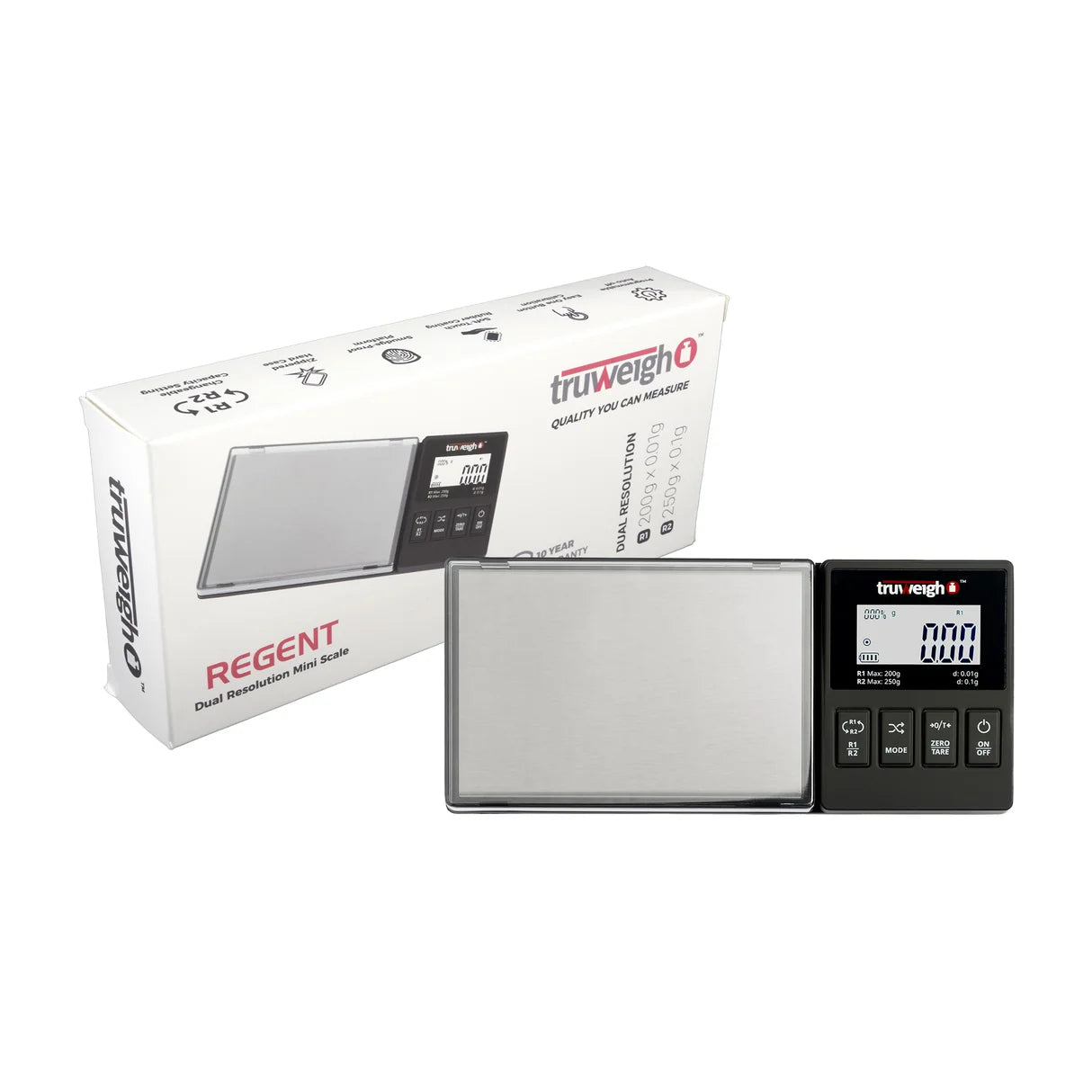 TRUWEIGH REGENT DUAL RESOLUTION MINI SCALE 250g/200g x 0.1g/0.01g- BLACK