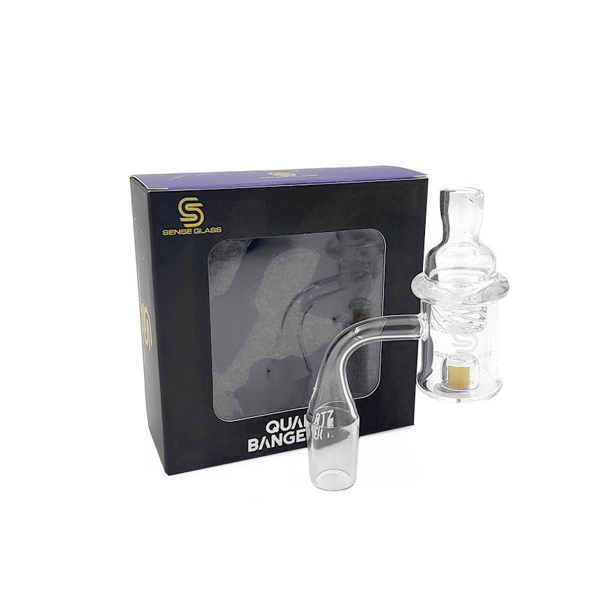 SENSE GLASS QUARTZ BANGER W/CYCLONE SPINNER CARB CAP N CORE RECTOR 19mm 90° KIT 1 95144