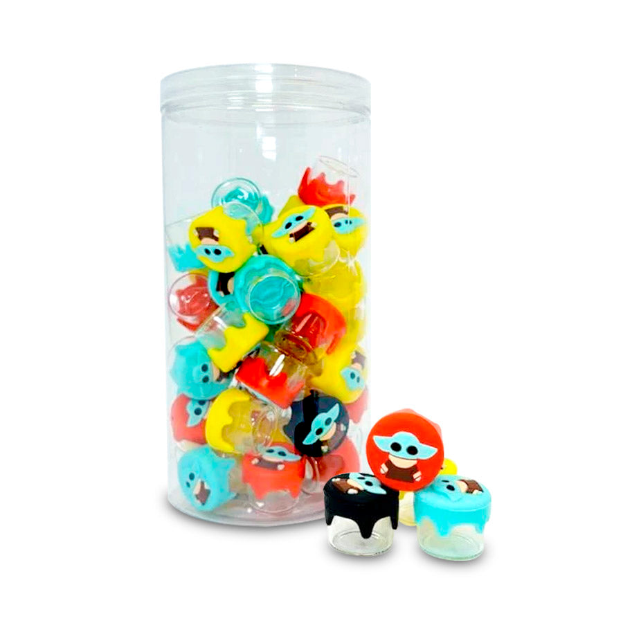 SILICONE CONTAINER GLASS 6ML 50ct/Jar ASSORTED DESIGNS