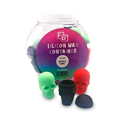 SILICON WAX CONTAINER SKULL 15ML 25ct/JAR SL136SKULL