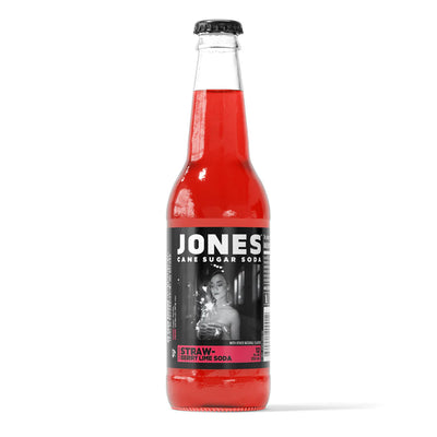 EXOTIC SODA JONES CANE SUGAR SODA 12oz. BOTTLE STRAWBERRY LIME
