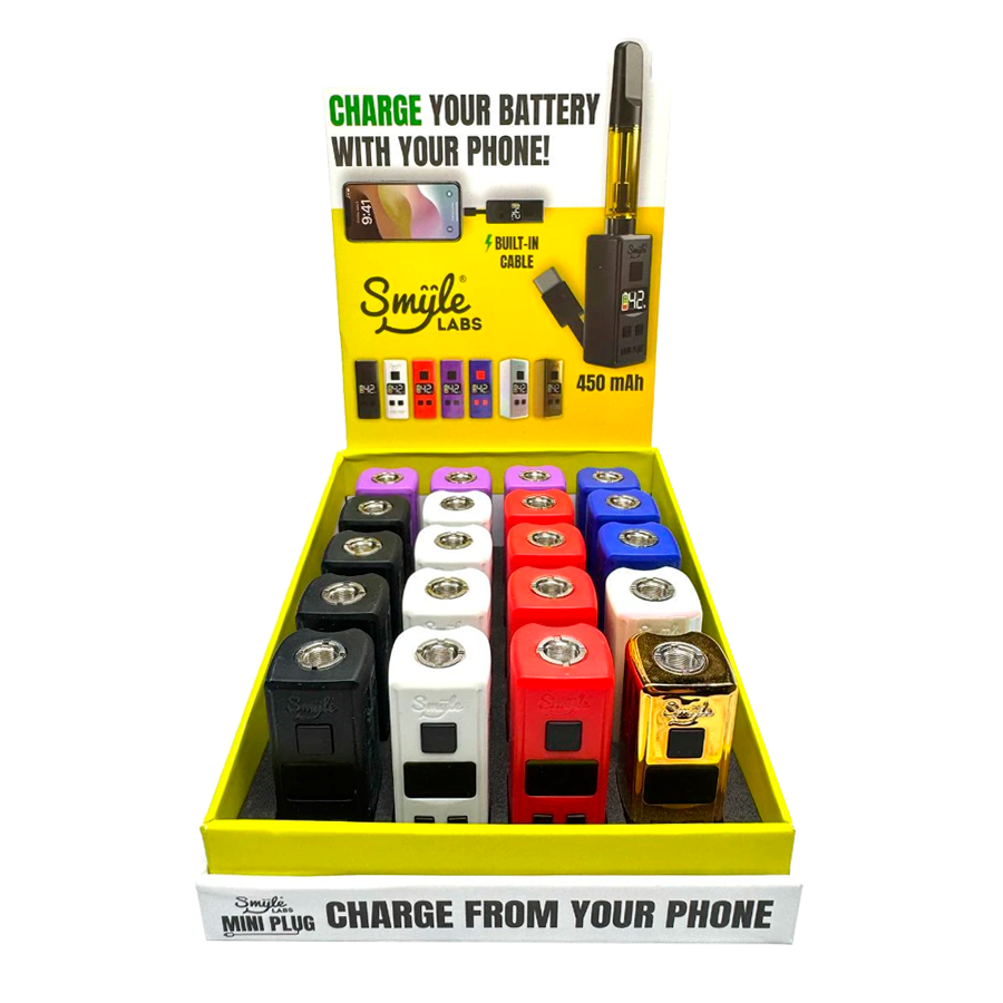 SMYLE MINI PlUG 510 BATTERY 450mah 20/PK MIX COLORS