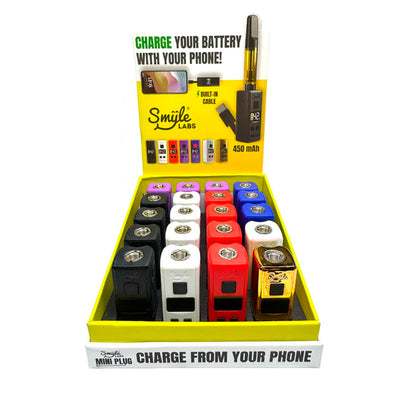 SMYLE MINI PlUG 510 BATTERY 450mah 20/PK MIX COLORS