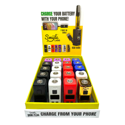 SMYLE MINI PlUG 510 BATTERY 450mah 20/PK MIX COLORS