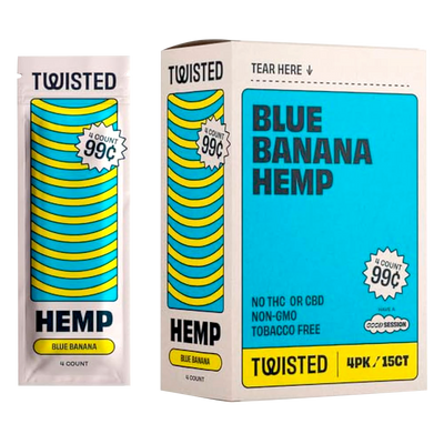 TWISTED HEMP WRAPS 4/PK 15PK/BOX BLUE BANANA