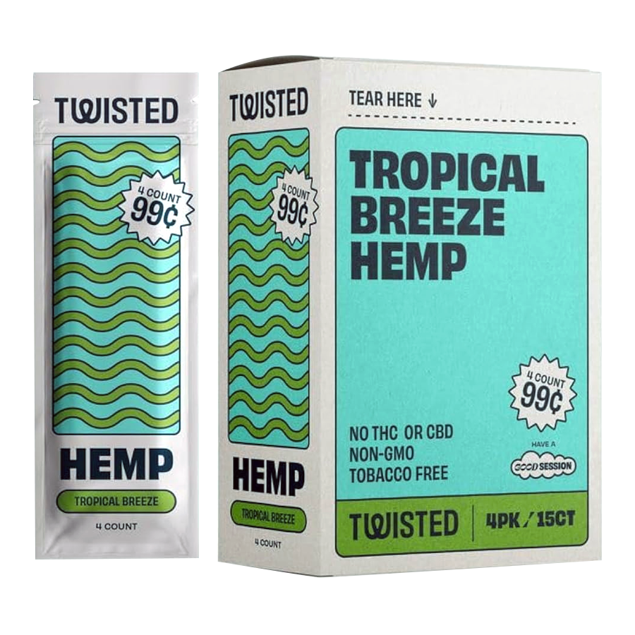 TWISTED HEMP WRAPS 4/PK 15PK/BOX TROPICAL BREEZE