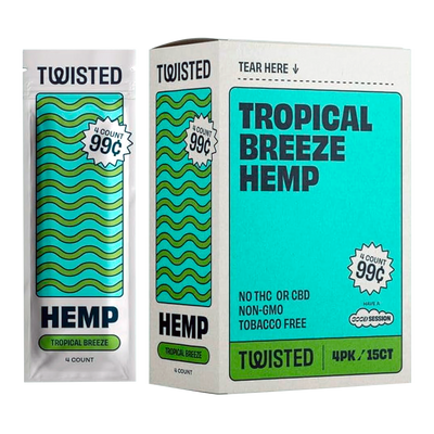 TWISTED HEMP WRAPS 4/PK 15PK/BOX TROPICAL BREEZE