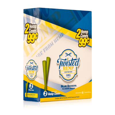 TWISTED HEMP CONES 2/PK 10/PK BOX - BLUEBERRY BANANA