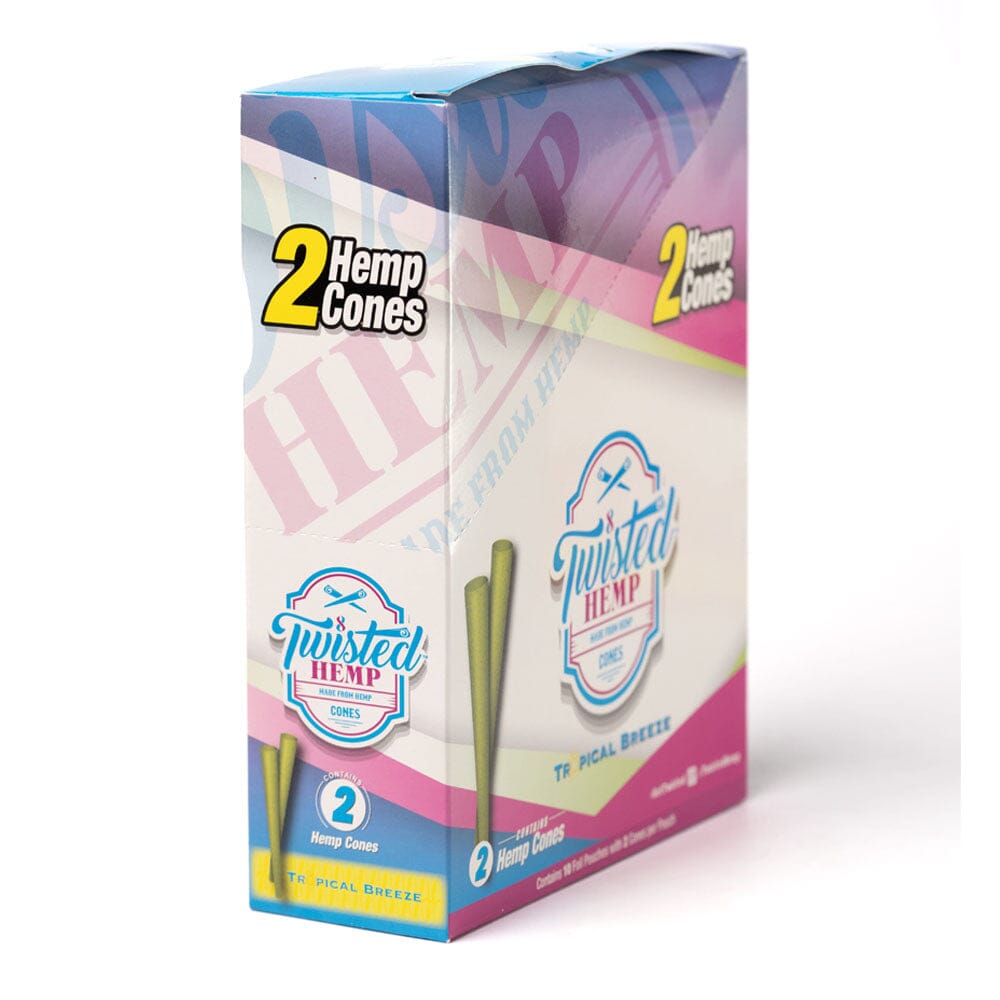 TWISTED HEMP CONES 2/PK 10/PK BOX - TROPICAL BREEZE