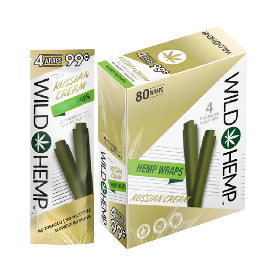 WILD HEMP WRAPS 4/PK 20PK/DISPLAY RUSSIAN CREAM