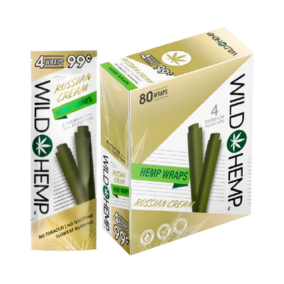 WILD HEMP WRAPS 4/PK 20PK/DISPLAY RUSSIAN CREAM