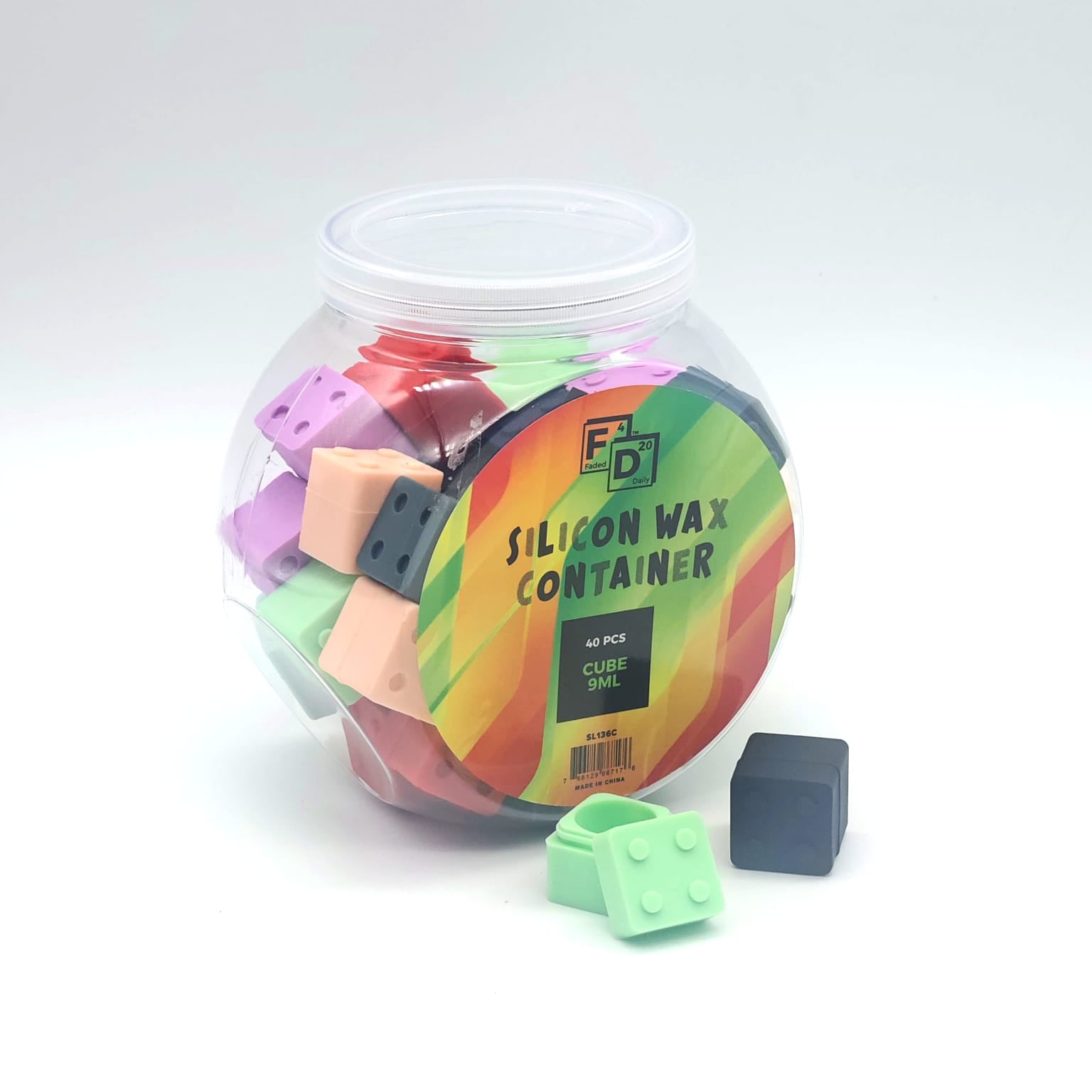 SILICONE WAX CONTAINER ROUND 40/JAR CUBE 9ML SL136C
