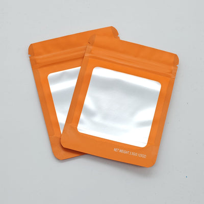 MYLAR BAGS ORANGE W/WINDOW 3.5X5