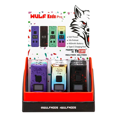 YOCAN KODO PRO WULF BATTERY/VAPORIZER 9CT/DISPLAY ASSORTED COLORS