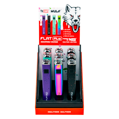 YOCAN WULF FLAT PLUS CARTRIDGE VAPORIZER 9/PK ASSORTED COLORS