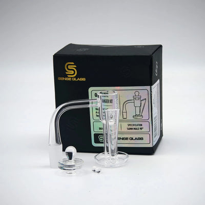 SENSE GLASS QUARTZ BANGER KIT 14MM MALE 90ø (A CARB CAP+ 2- 6MM TERP PERALS)