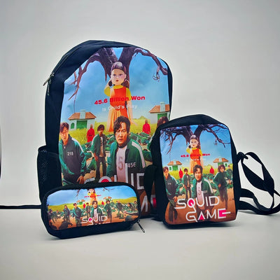 BACKPACK SQUID BAG SET 3PC ASSORTED DESIGN
