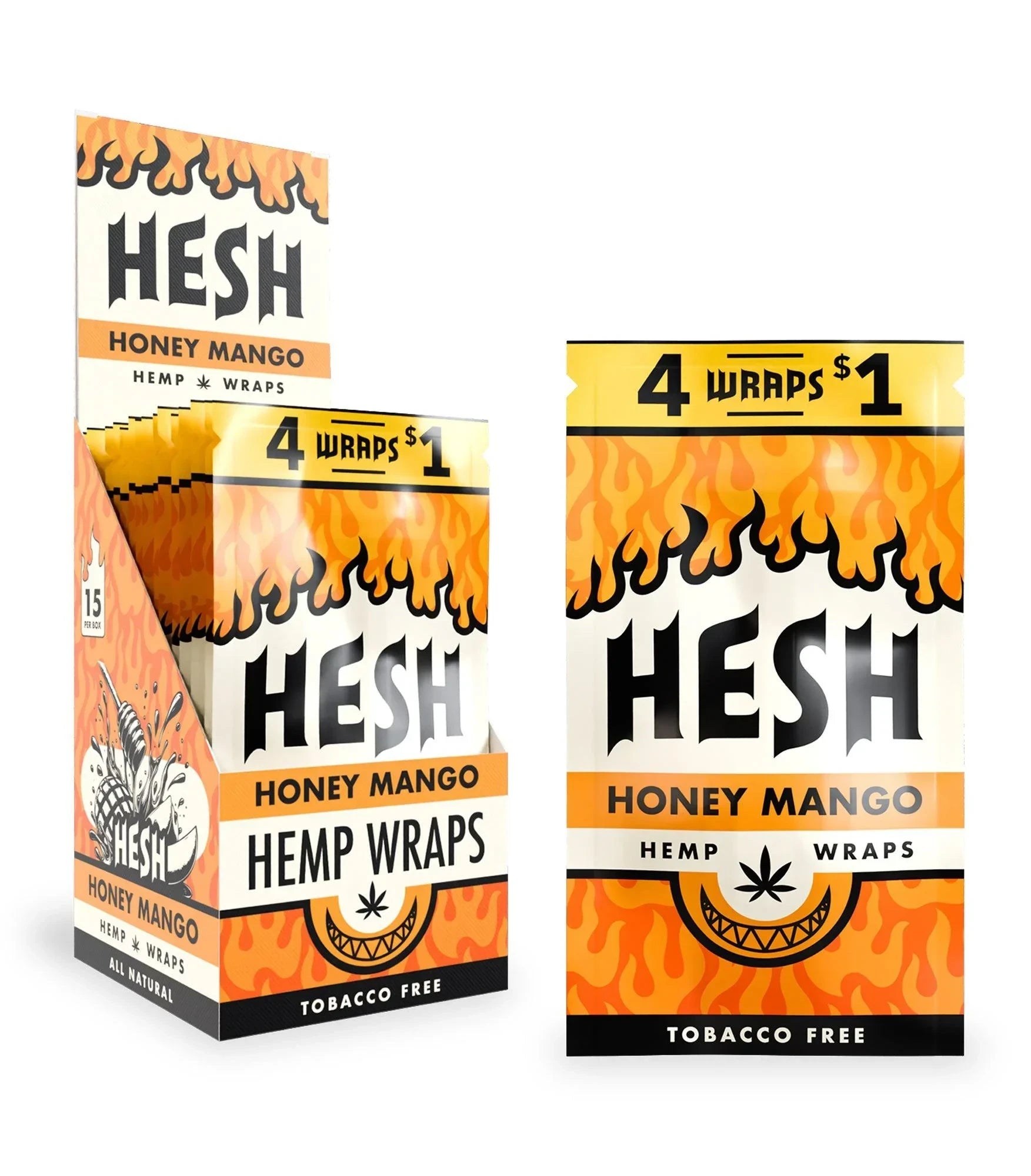 HESH HEMPS WRAPS 4/PK 15PK/BOX HONEY MANGO