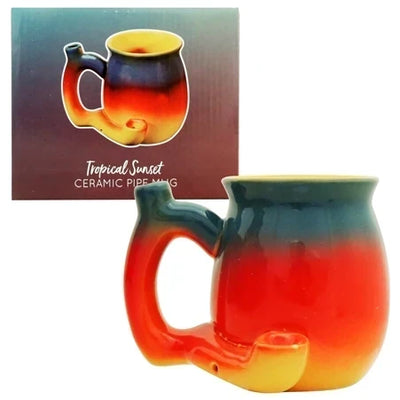 FASHIONCRAFT CERAMIC TROPICAL SUNSET MUG PIPE #88167