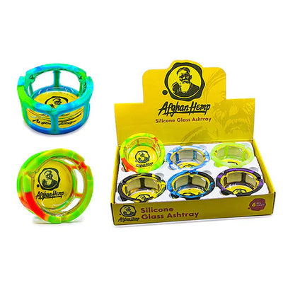 ASHTRAY GLASS W/SILICONE SKIN ASSORTED DESIGNS  EIAT