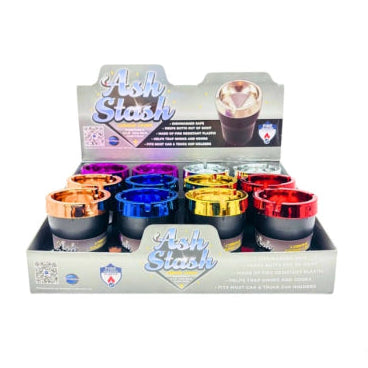 ASH STASH BUTT BUCKETS- METALLIC LID 12ct/DISPLAY AS-2