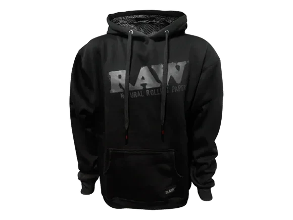 RAW HOODIE BLACK 100% COTTON WITH BLACK LOGO MEDIUM