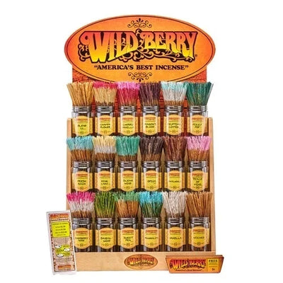 WILD BERRY INCENSE DISPLAY W/STAND 18 FRAGRANCE 1/2 STOCK 1PK EACH