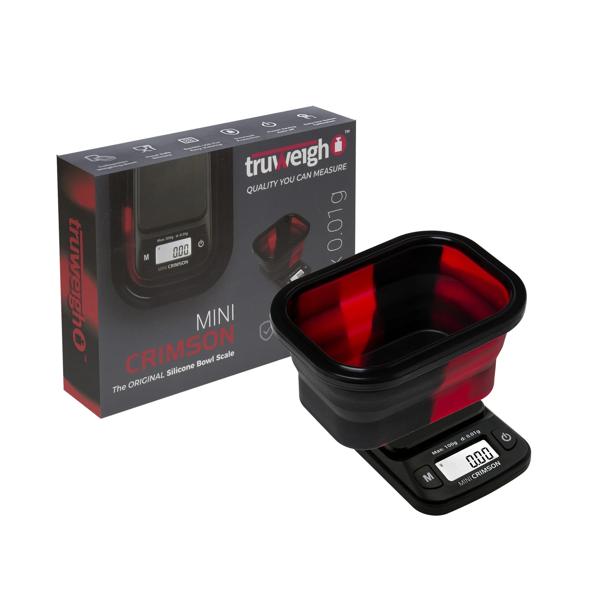 TRUWEIGH MINI CRIMSON COLLAPSIBLE BOWL SCALE 100gX0.01g BLACK/RED