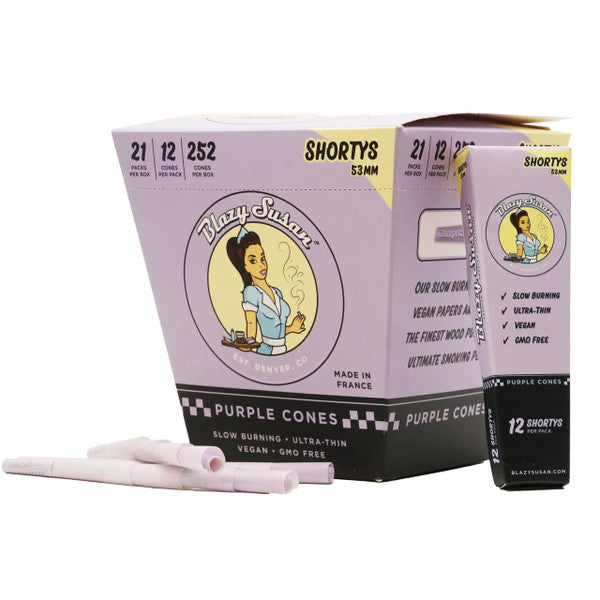 BLAZY SUSAN CONES 12/PK 21/PK BOX SHORTYS 53MM PURPLE