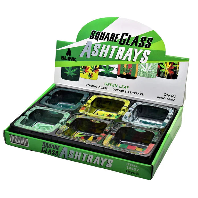 BLINK GLASS ASHTRAY SQUARE RASTA
